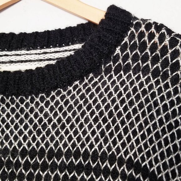 Current Elliott Mixed Stitch Alpaca Blend Sweater Black Ivory Combo Size XS $358 - Picture 15 of 16